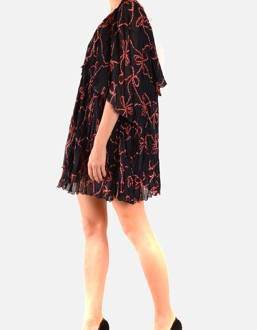 Pleated OneShoulder Dress Rope Print