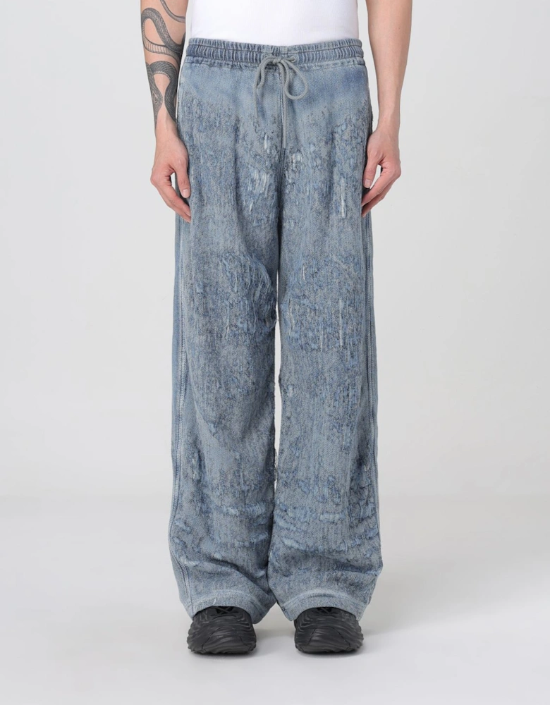 Wide Leg Jeans Distressed Denim