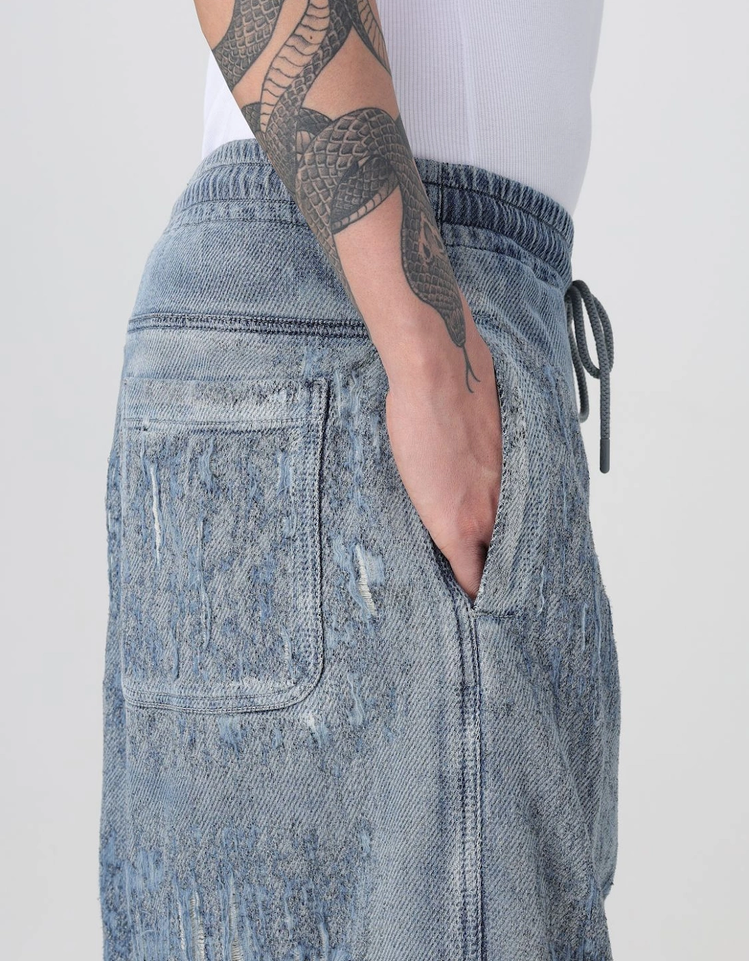 Wide Leg Jeans Distressed Denim