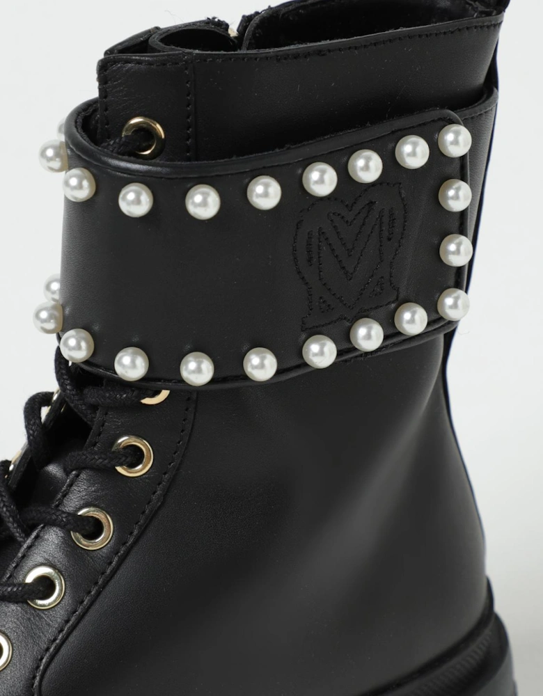 Pearl Embellished Ankle Boots