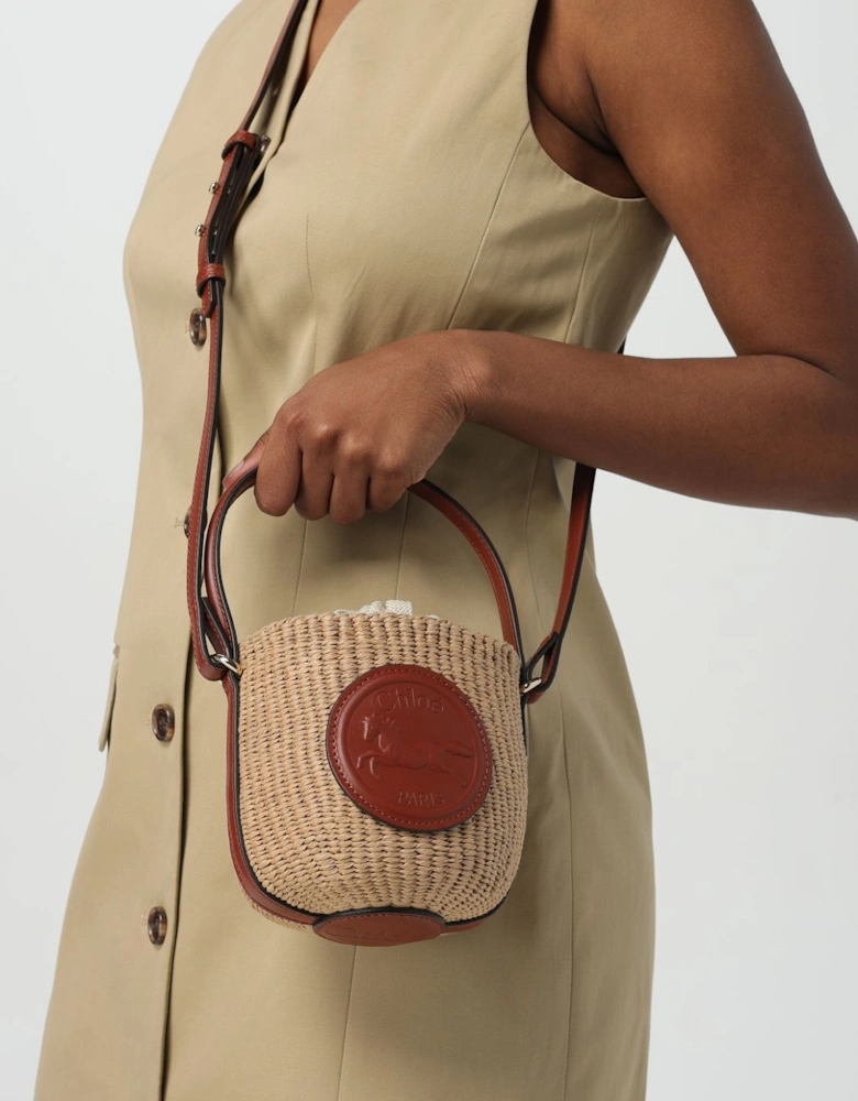 Woody Small Raffia Bucket Bag