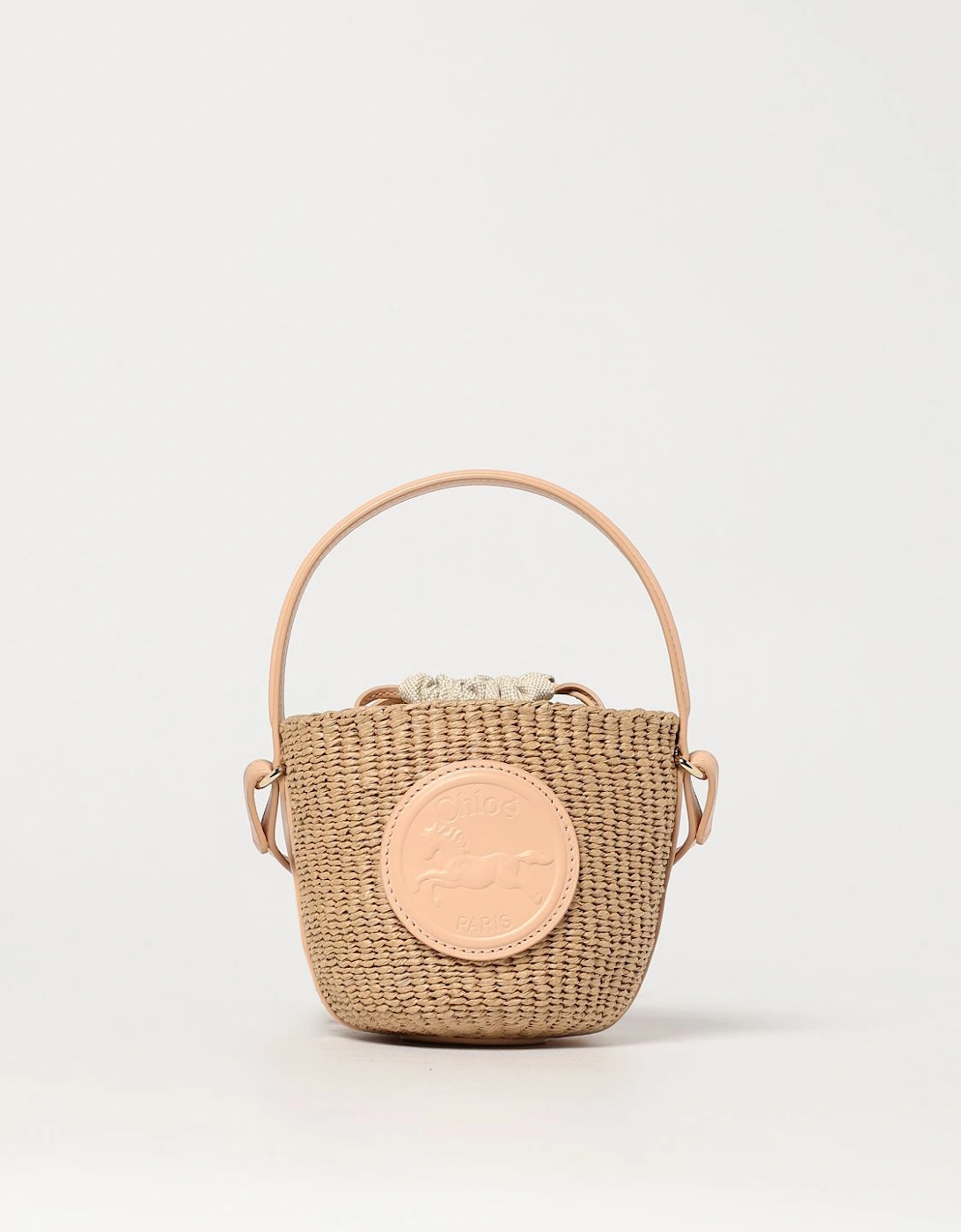 Woody Small Raffia Bucket Bag