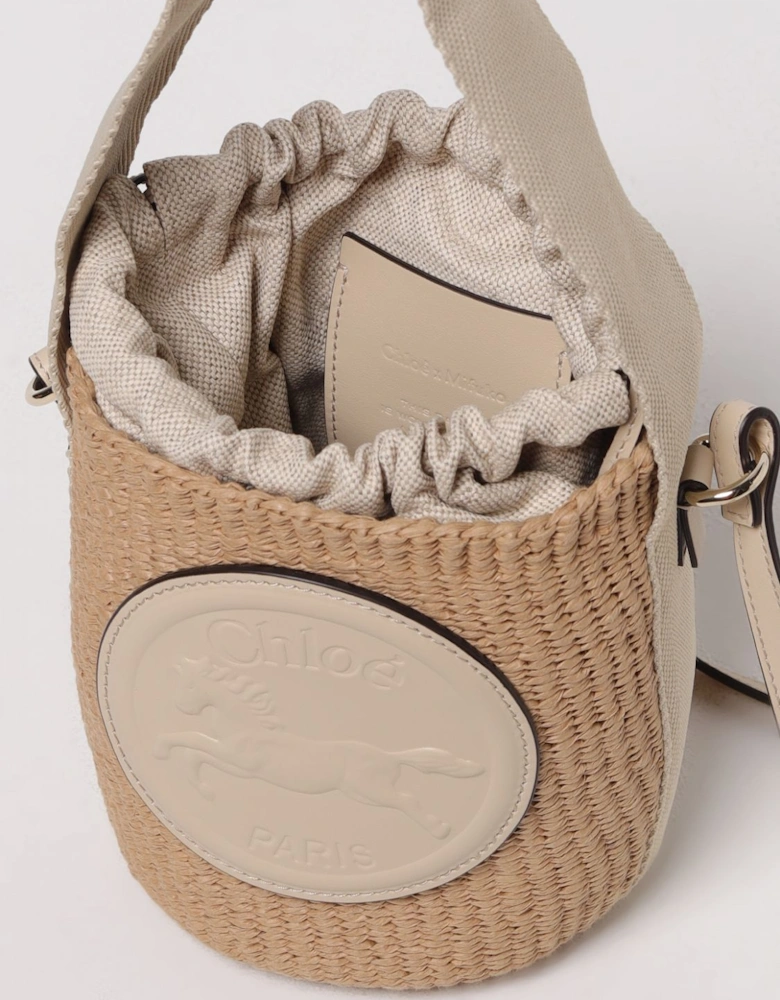 Woody Small Raffia Bucket Bag