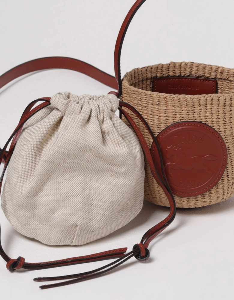 Woody Small Raffia Bucket Bag