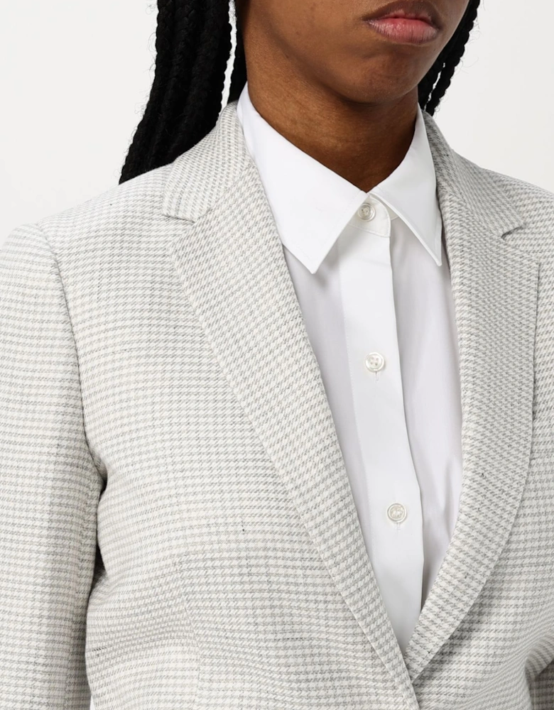 Houndstooth Check Linen Blazer