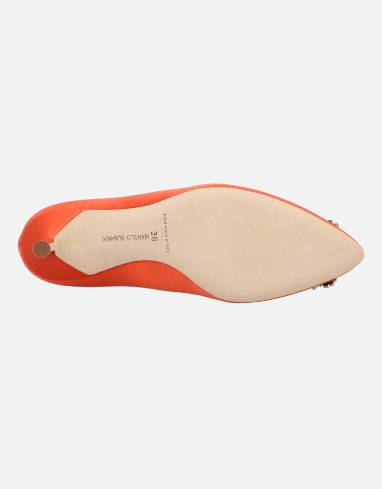 Crystal Buckle Satin Almond Toe Mid-Heel Pumps