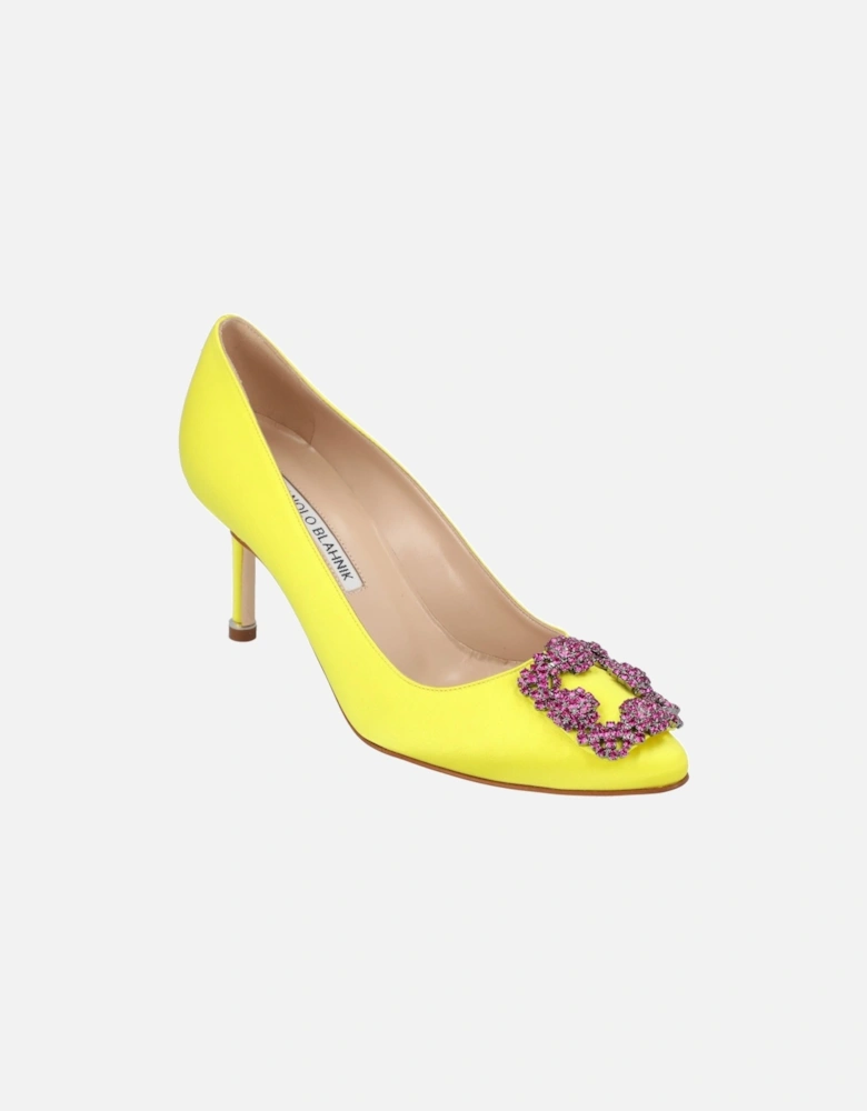 Crystal-Embellished Satin Almond Toe Pumps with Mid Heel
