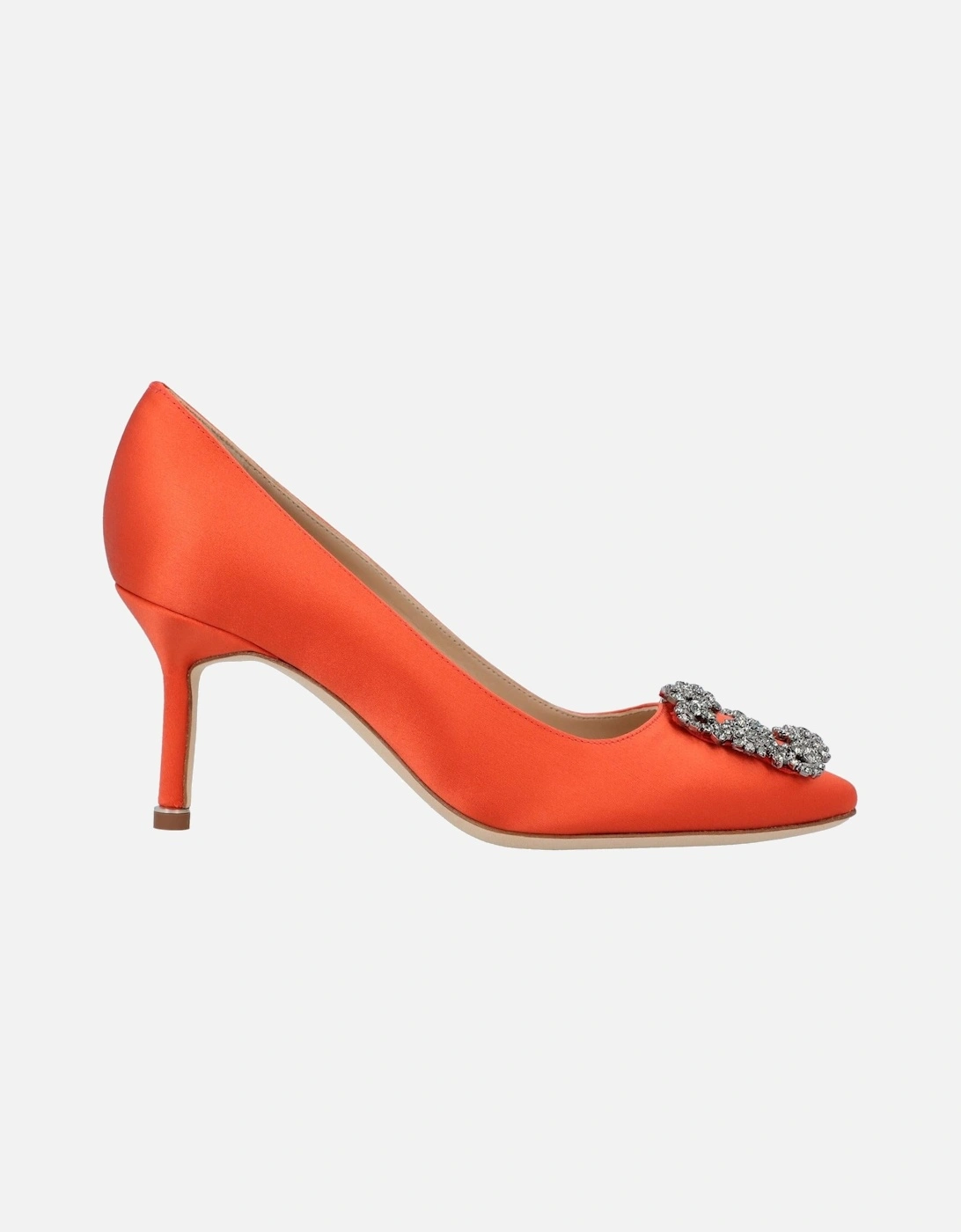 Crystal Buckle Satin Almond Toe Mid-Heel Pumps, 7 of 6