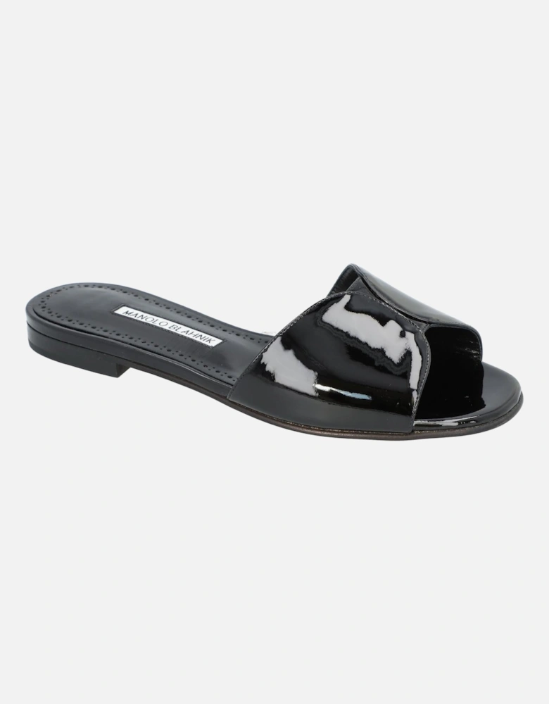 Layered Wide Band Patent Leather Sandals