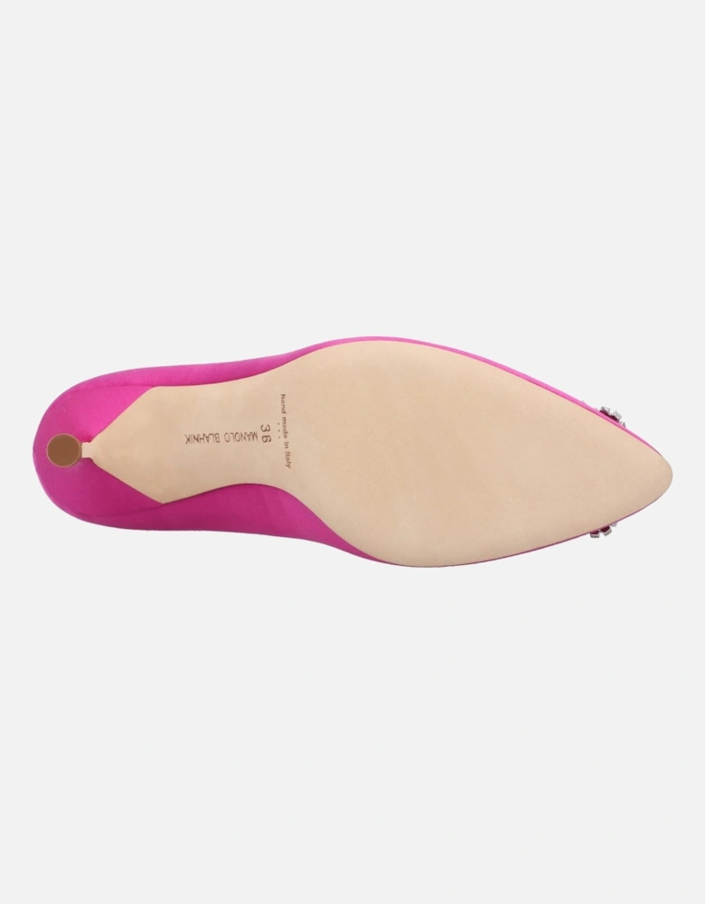 Crystal Embellished Satin Almond Toe Mid-Heel Pumps