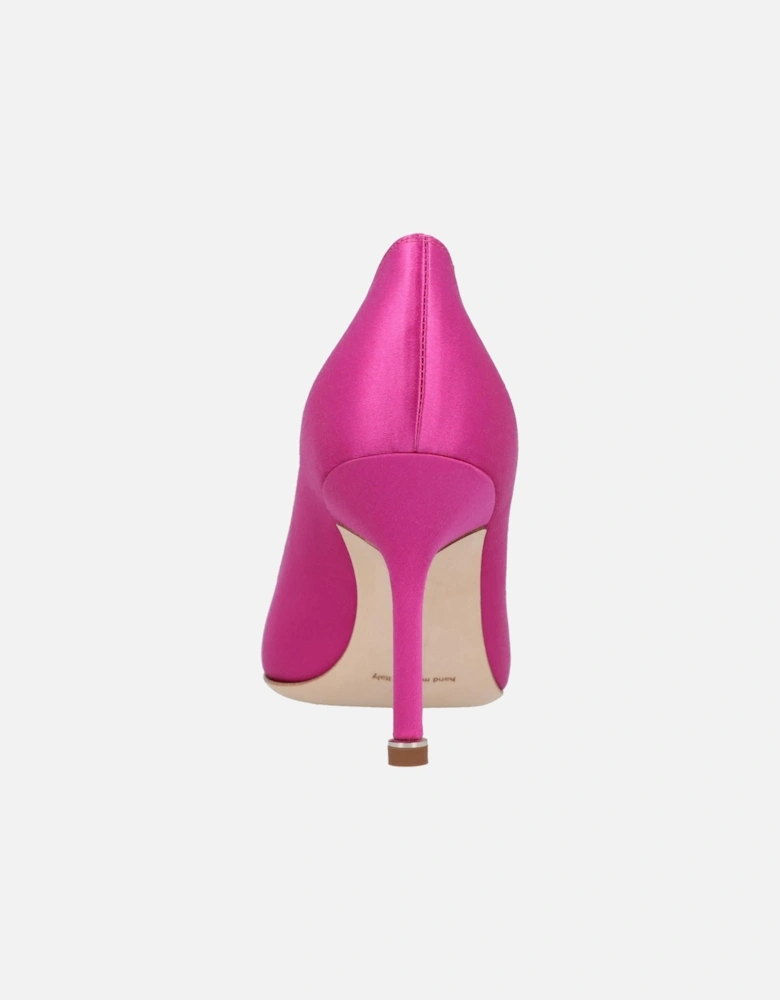 Crystal Embellished Satin Almond Toe Mid-Heel Pumps