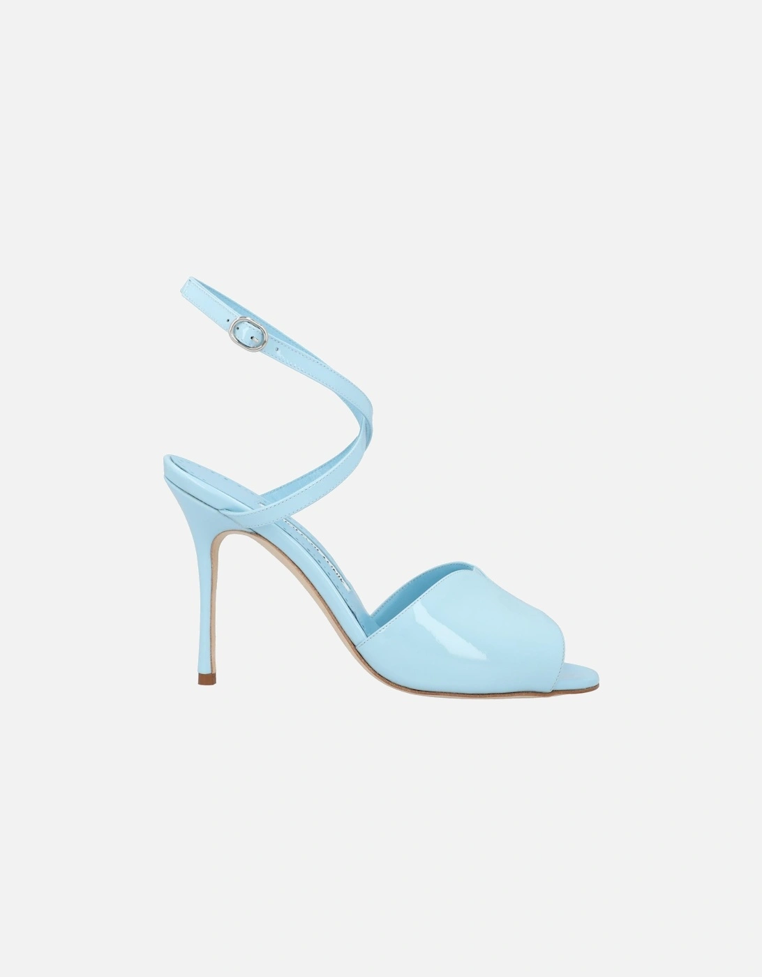 Blue Leather Round Toe Sandal with 10.5 cm Heel, 7 of 6