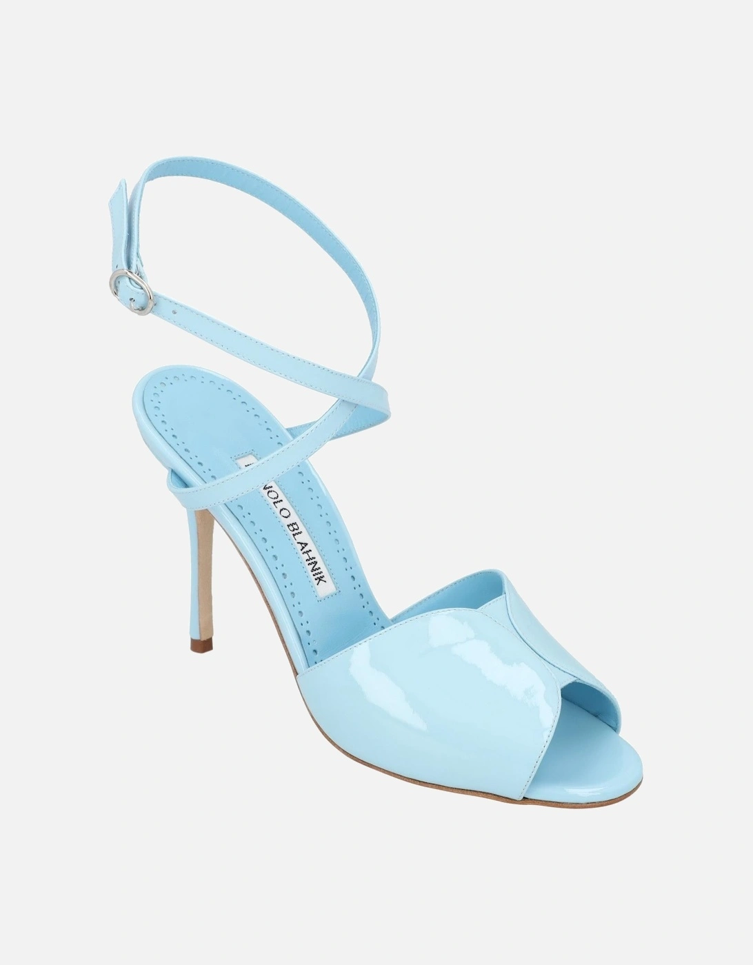 Blue Leather Round Toe Sandal with 10.5 cm Heel