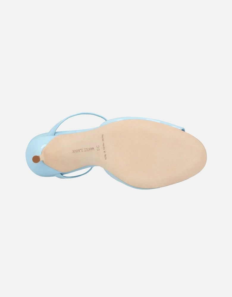 Blue Leather Round Toe Sandal with 10.5 cm Heel