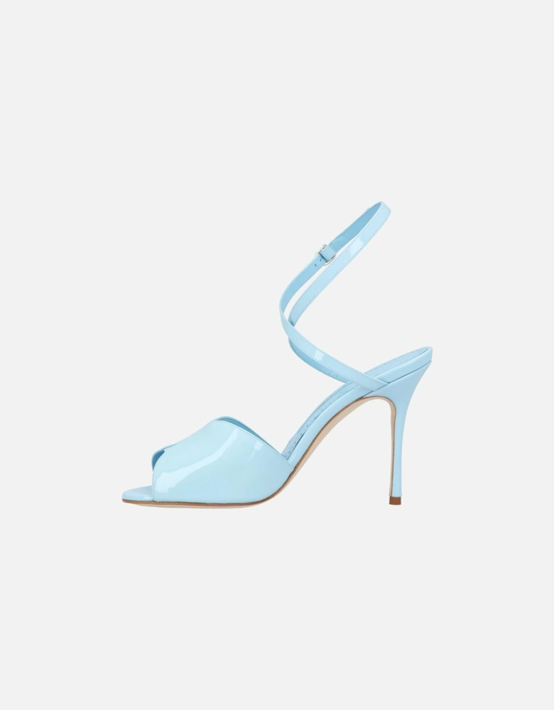 Blue Leather Round Toe Sandal with 10.5 cm Heel