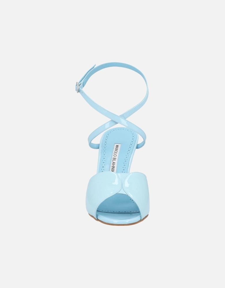 Blue Leather Round Toe Sandal with 10.5 cm Heel