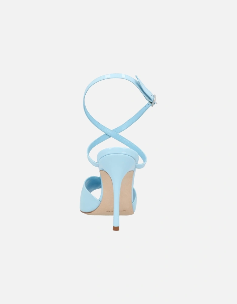 Blue Leather Round Toe Sandal with 10.5 cm Heel