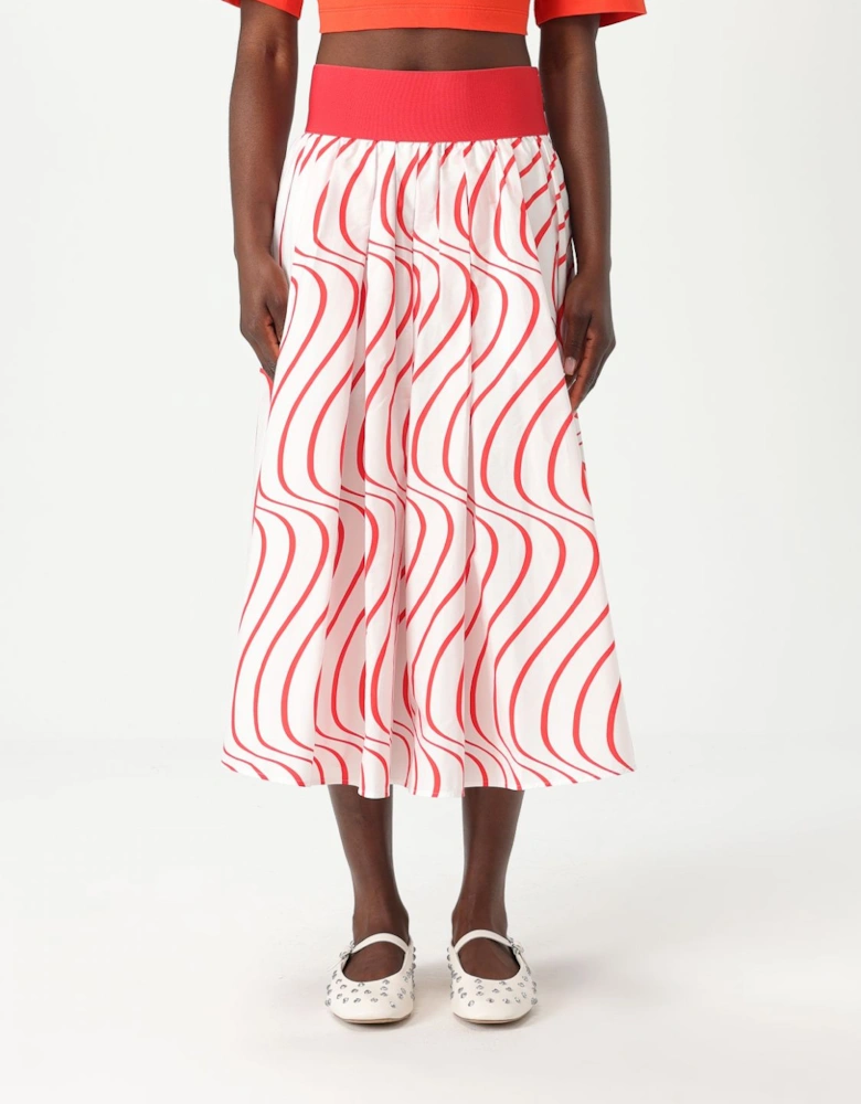 Pleated Midi Skirt with Asymmetrical Hem