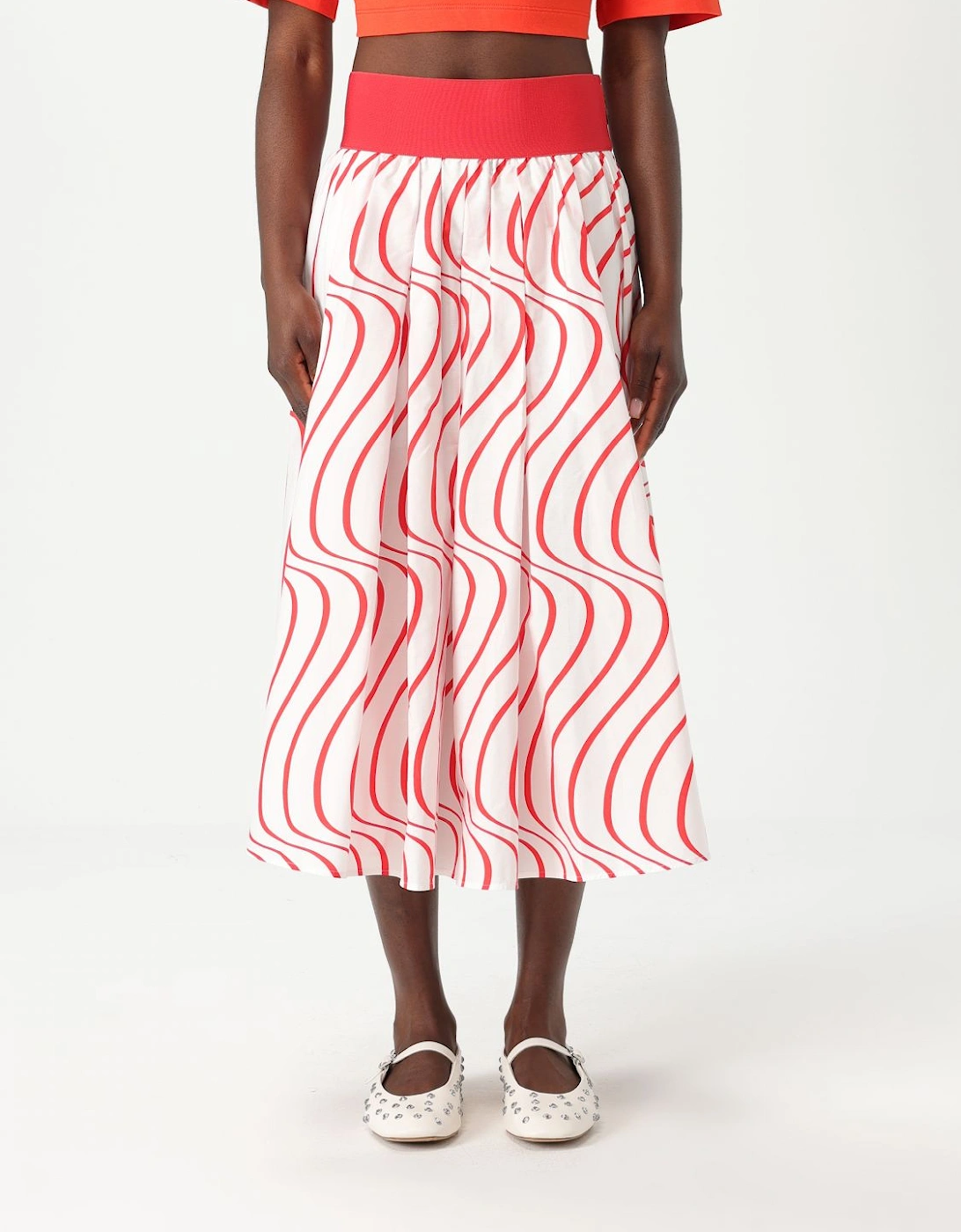 Pleated Midi Skirt with Asymmetrical Hem, 5 of 4
