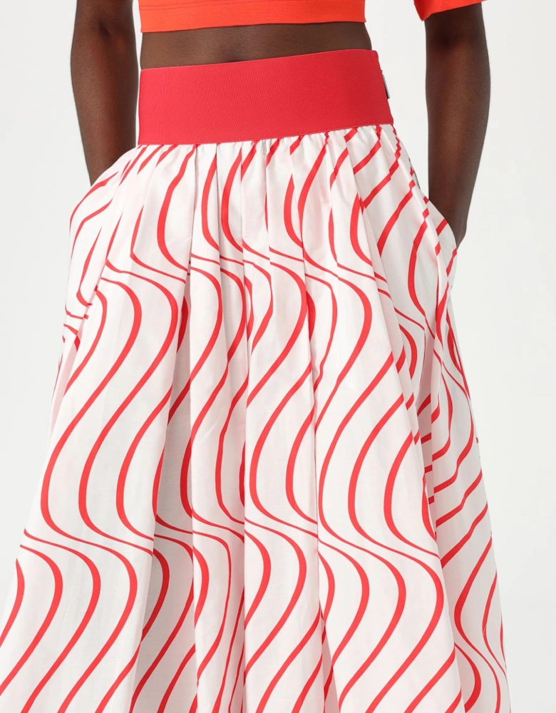 Pleated Midi Skirt with Asymmetrical Hem