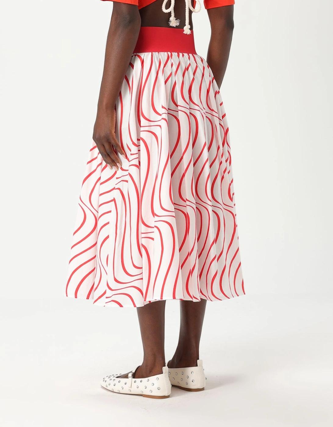 Pleated Midi Skirt with Asymmetrical Hem