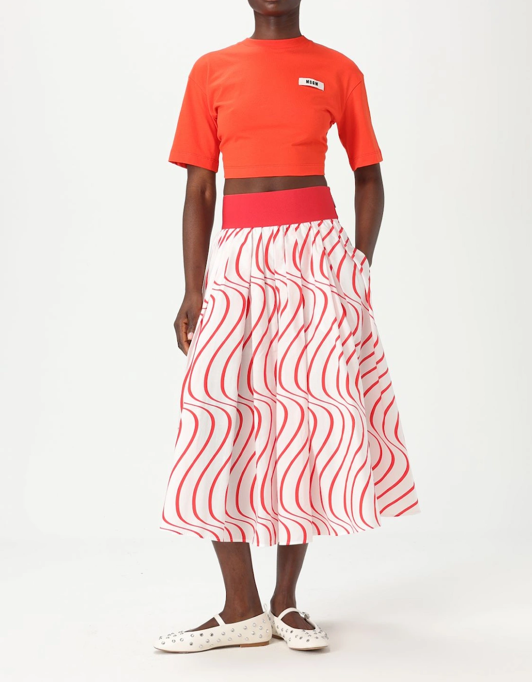 Pleated Midi Skirt with Asymmetrical Hem