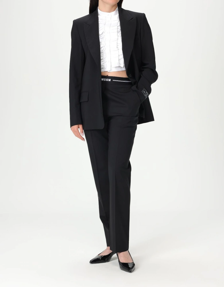 Straight Leg Trousers Elastic Waistband