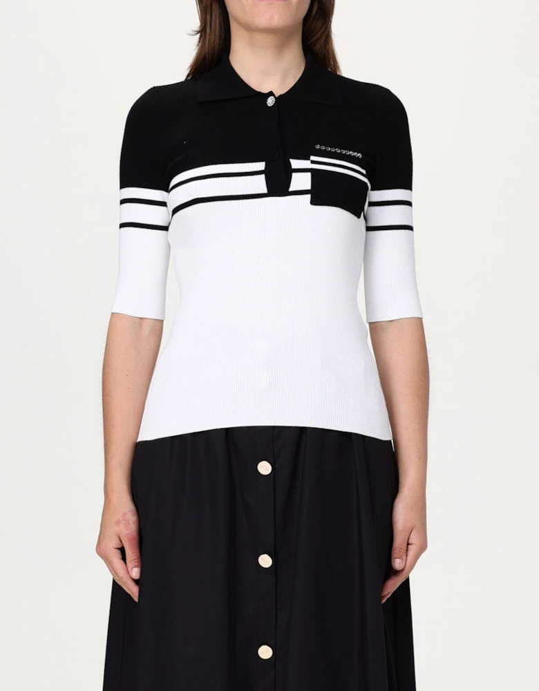 Ribbed Knit Polo Shirt