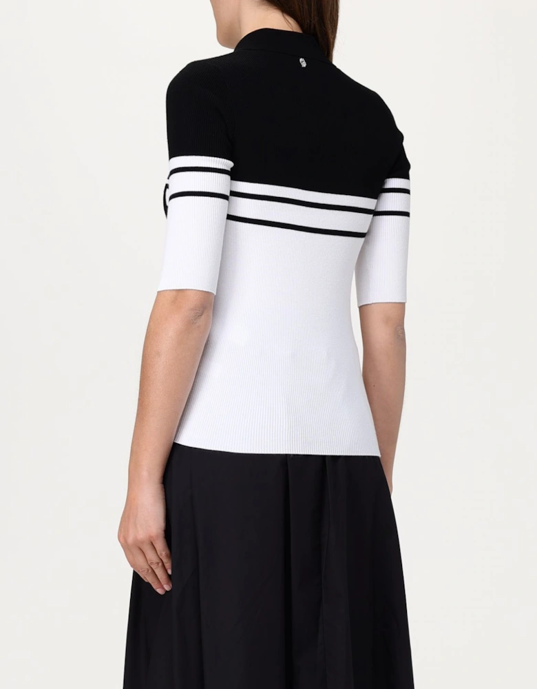 Ribbed Knit Polo Shirt