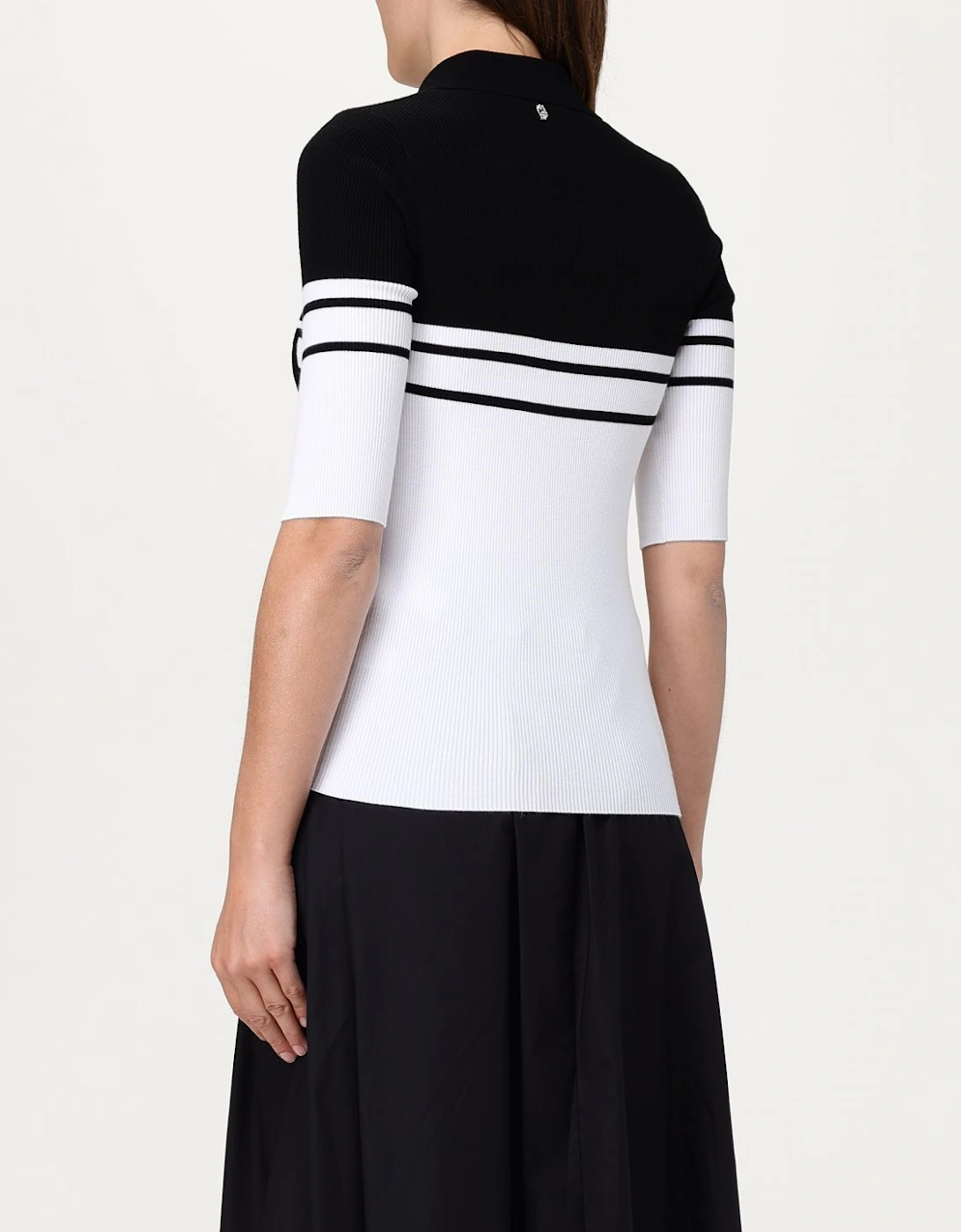 Ribbed Knit Polo Shirt
