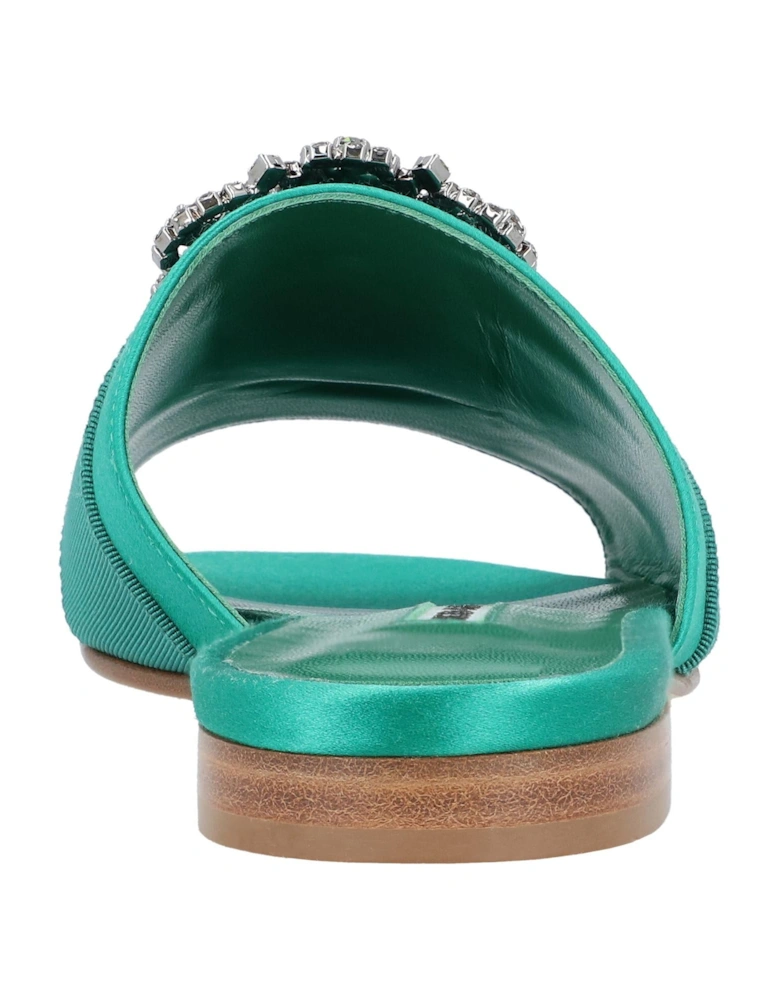 Green Flat Canvas and Satin Loafers from Italy