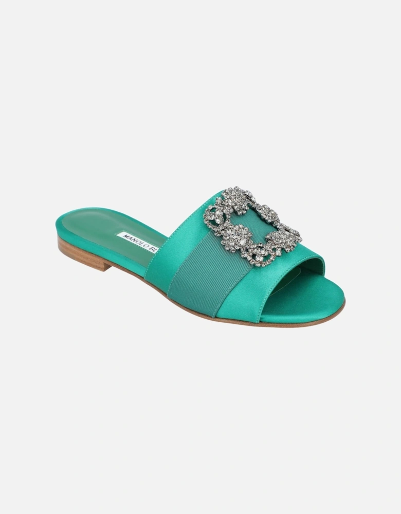 Green Flat Canvas and Satin Loafers from Italy
