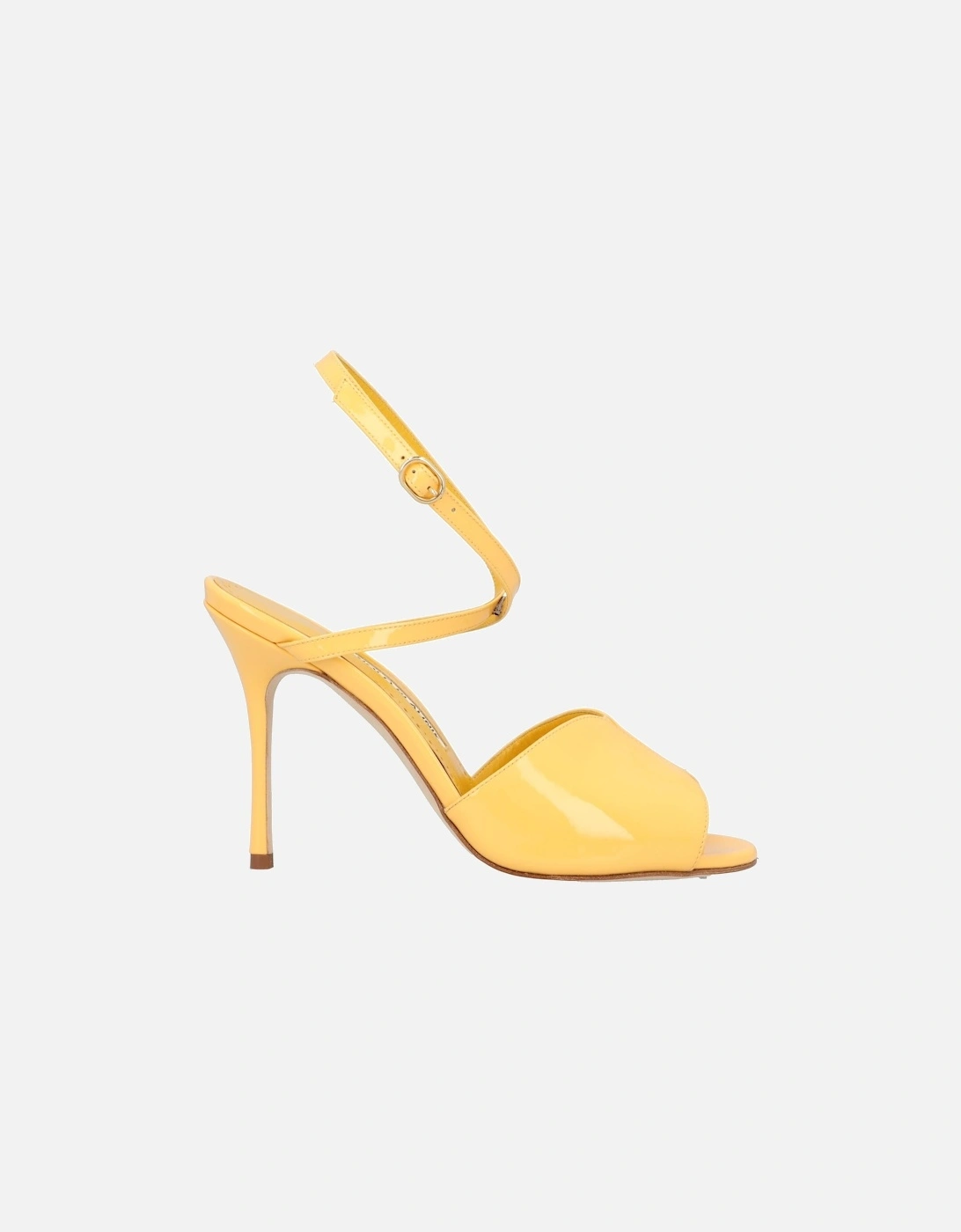 Yellow Leather Round Toe Sandal with Patent Effect and 10.5 cm Heel, 7 of 6