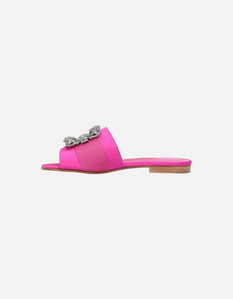 Purple Canvas and Satin Flat Shoes with Leather Lining and Sole
