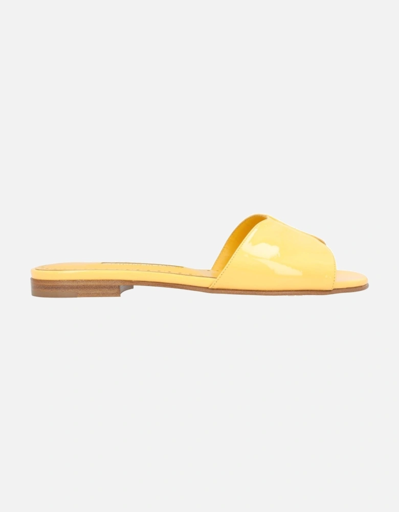 Layered Patent Leather Sandals with Flat Heel