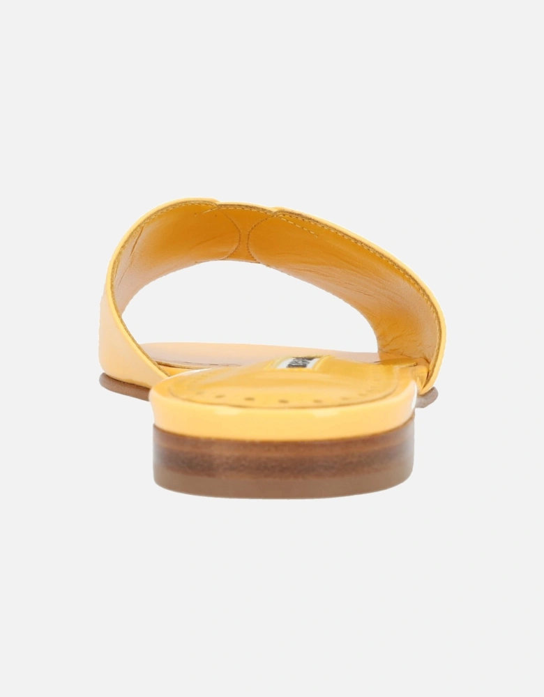 Layered Patent Leather Sandals with Flat Heel