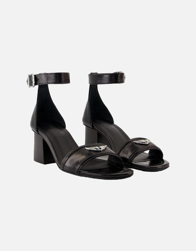 Leather Block Heel Sandals
