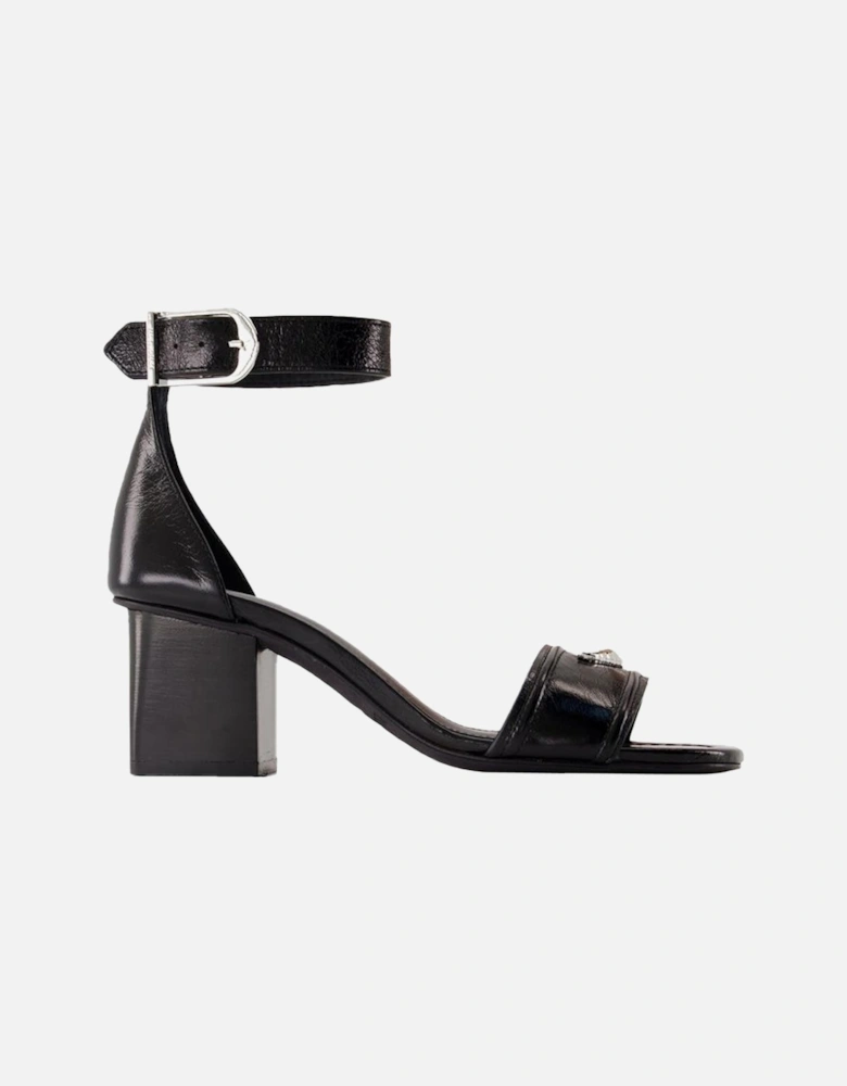 Leather Block Heel Sandals