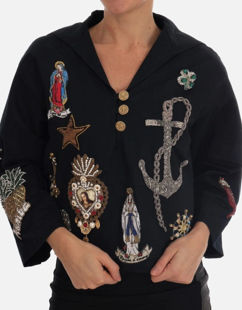 Dolce  Gabbana Embroidered Poplin Jacket  Black