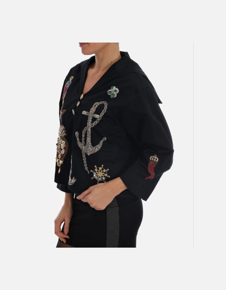 Dolce  Gabbana Embroidered Poplin Jacket  Black
