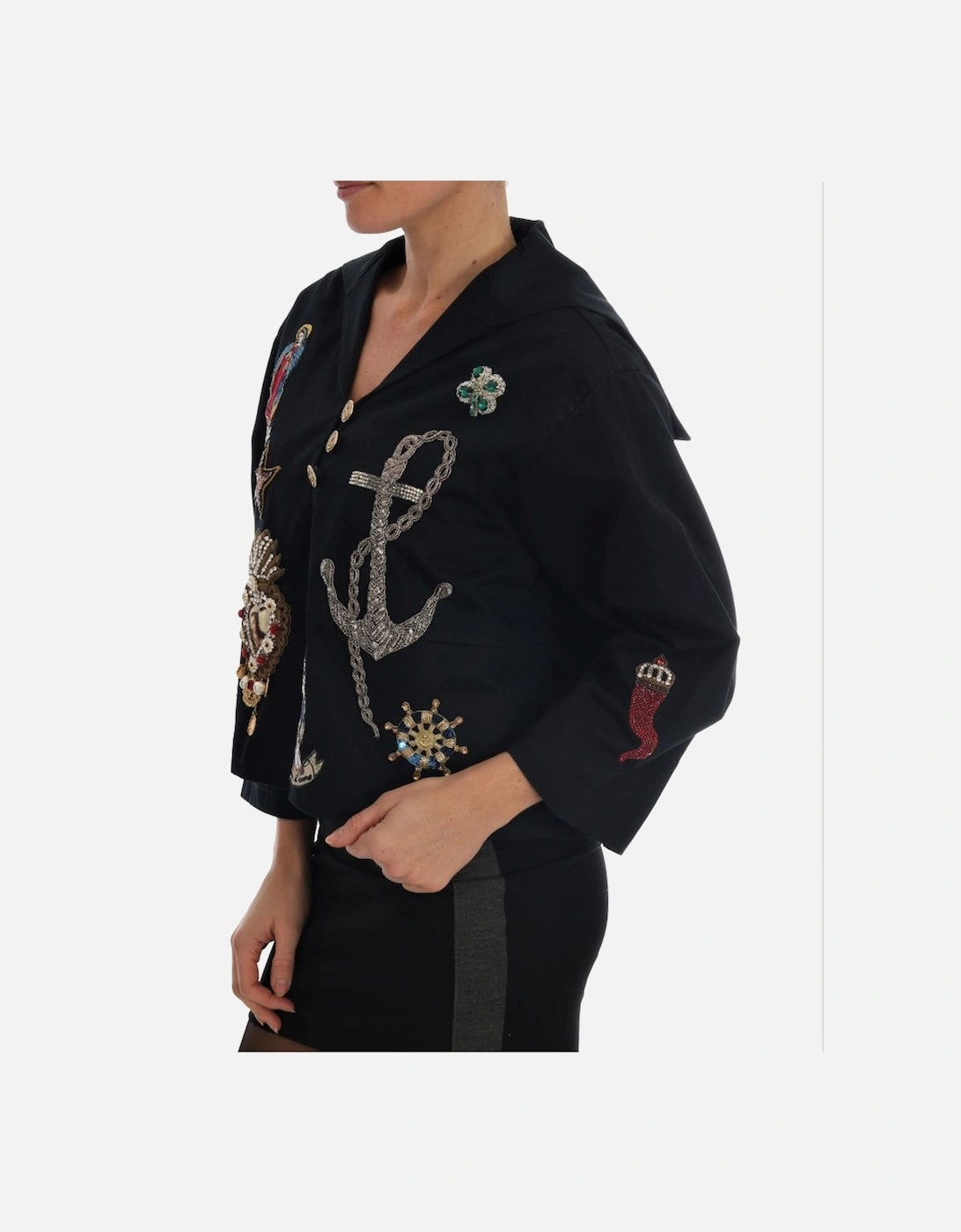 Dolce  Gabbana Embroidered Poplin Jacket  Black