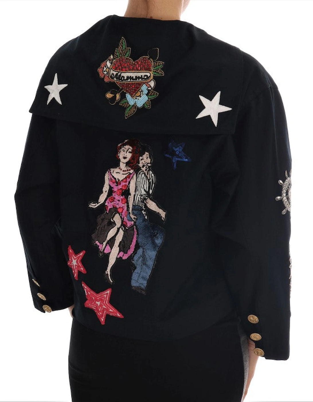 Dolce  Gabbana Embroidered Poplin Jacket  Black