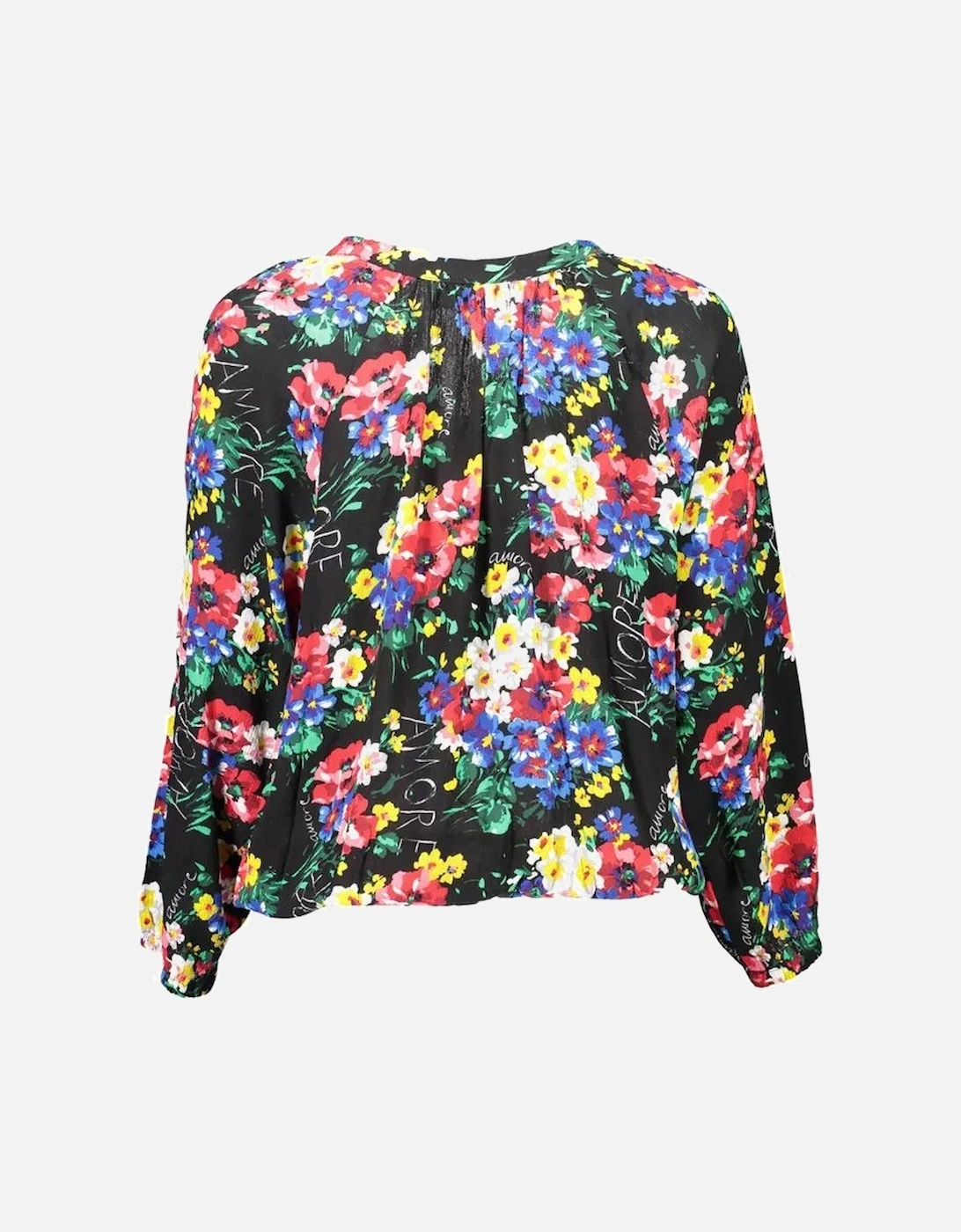 Long-Sleeved V-Neck T-Shirt with Elastic Waist and Cuffs