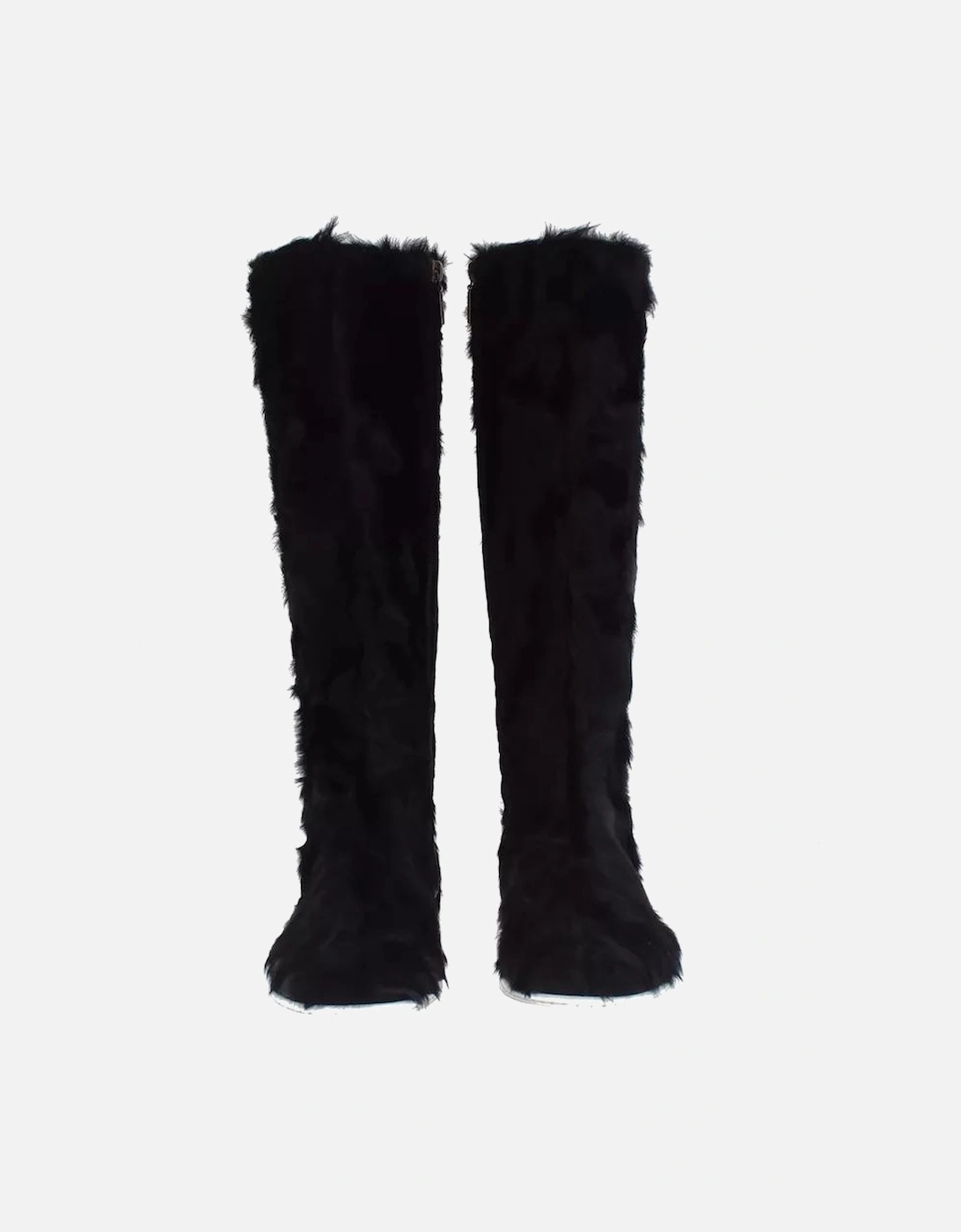 Xiangao Fur Leather Flat Sneaker Boots Women - Black