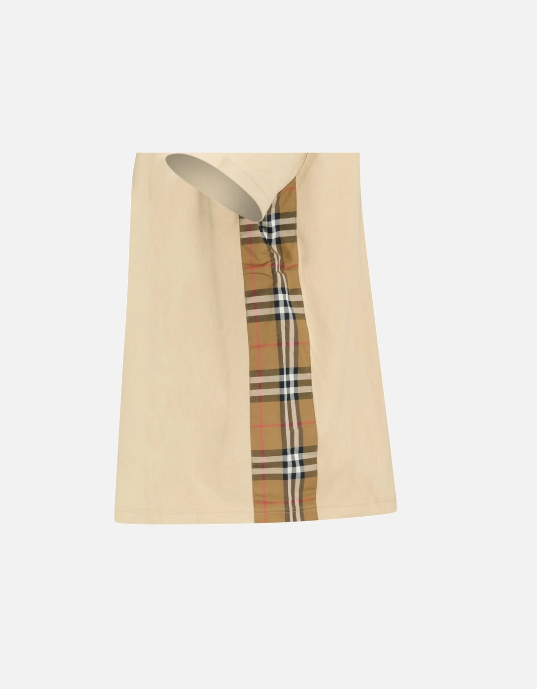 'Caris' Check Hem T-Shirt Soft Fawn