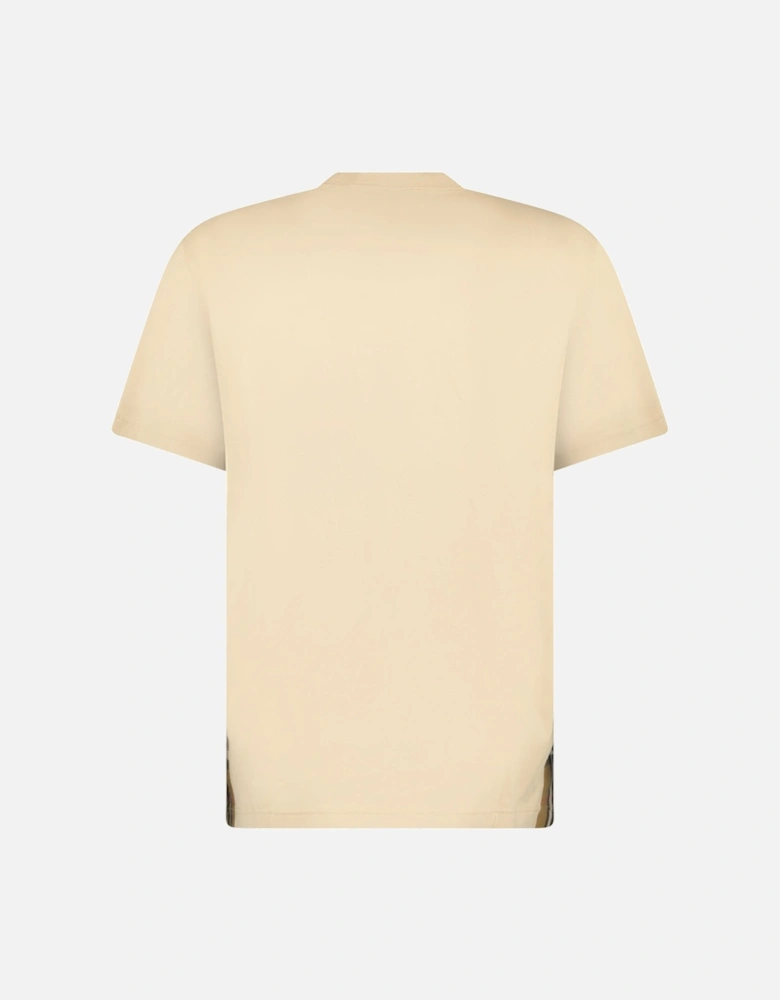 'Caris' Check Hem T-Shirt Soft Fawn