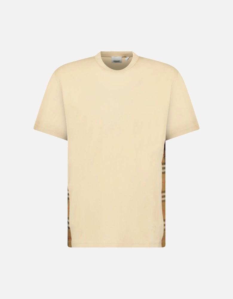 'Caris' Check Hem T-Shirt Soft Fawn