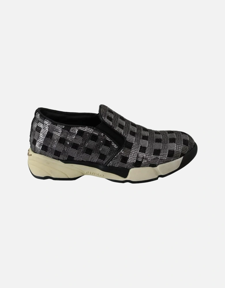 Leather Slip-On Sneakers with Rubber Sole Women - Black