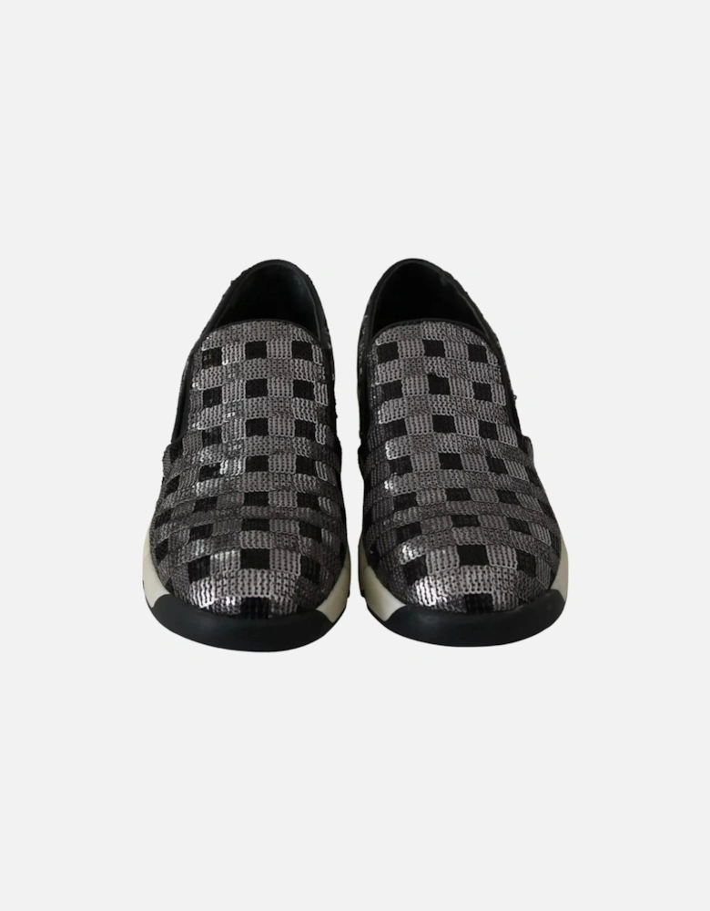 Leather Slip-On Sneakers with Rubber Sole Women - Black