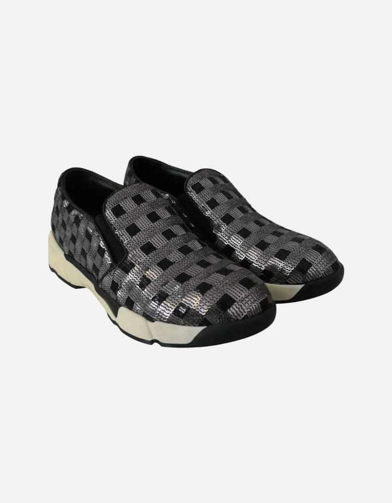 Leather Slip-On Sneakers with Rubber Sole Women - Black